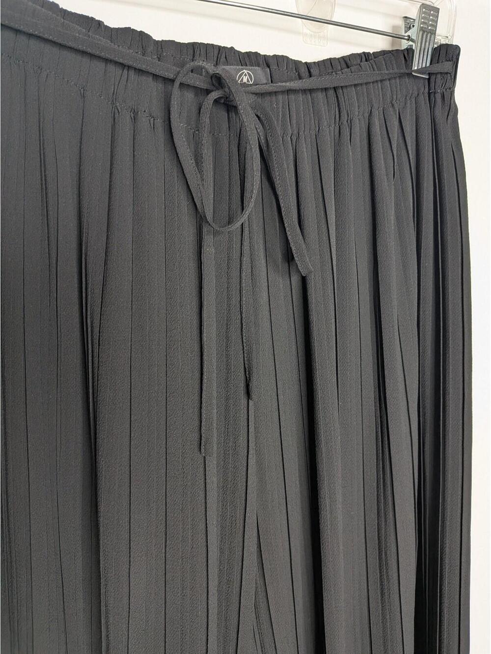 Missguided Pants Womens 4 Black Pleated Wide Leg Crepe Elastic Waist Drawstring - Picture 2 of 5